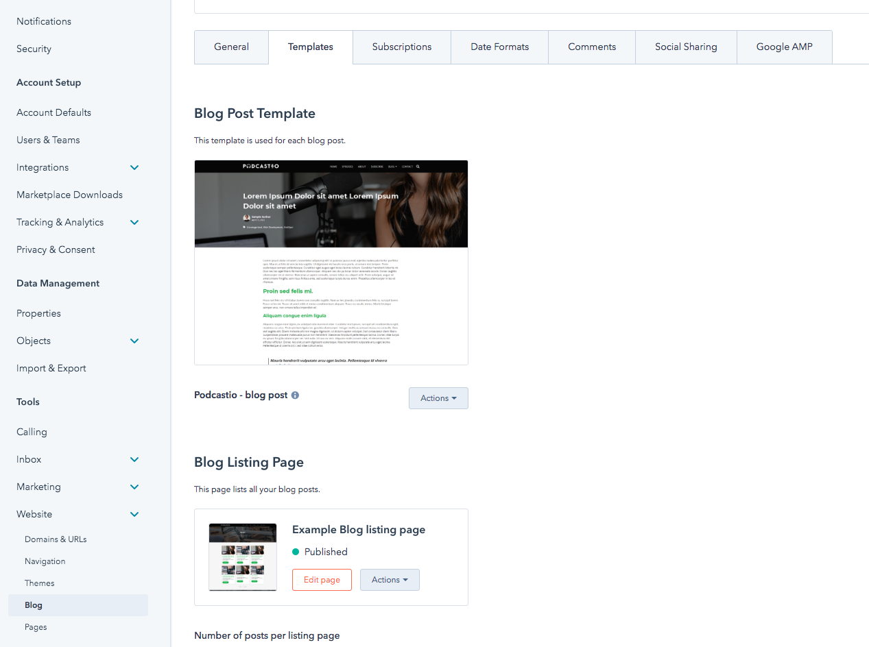 Screenshot: Podcastio theme, 6. Blog