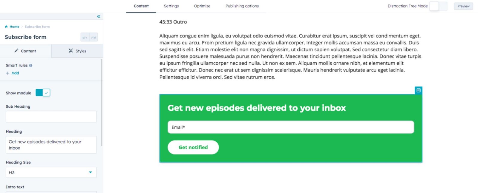 Screenshot: Podcastio theme, 6.1 Blog hero