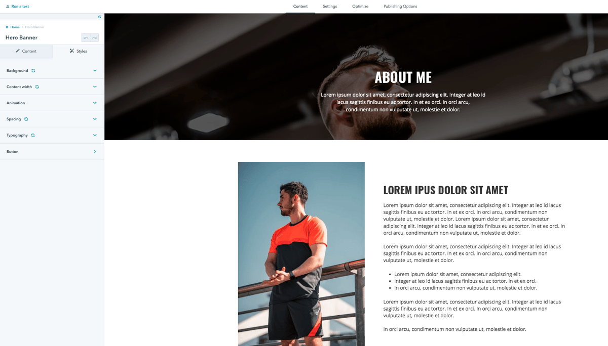 Screenshot: Trainer theme, 4. Edit a page