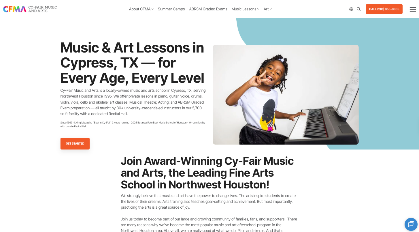 Cy-Fair Music and Arts website homepage