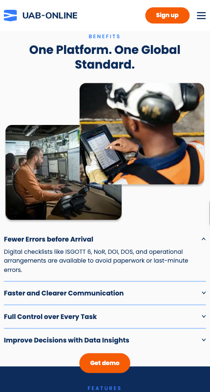 The same UAB-Online homepage at phone width